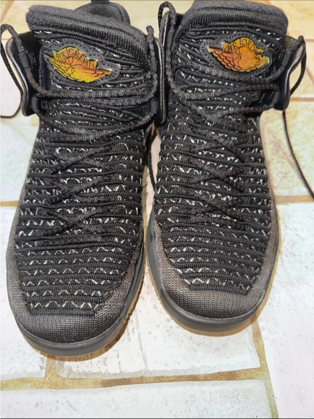 Air Jordan XXXII Black Cat (GS) Black Knit High-Top Sneakers size 6.5